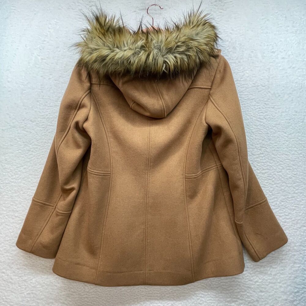 Michael Kors Coat Womens 12 Brown Wool Blend Faux Fur Hood Outdoor Luxury Earthy - Picture 2 of 12
